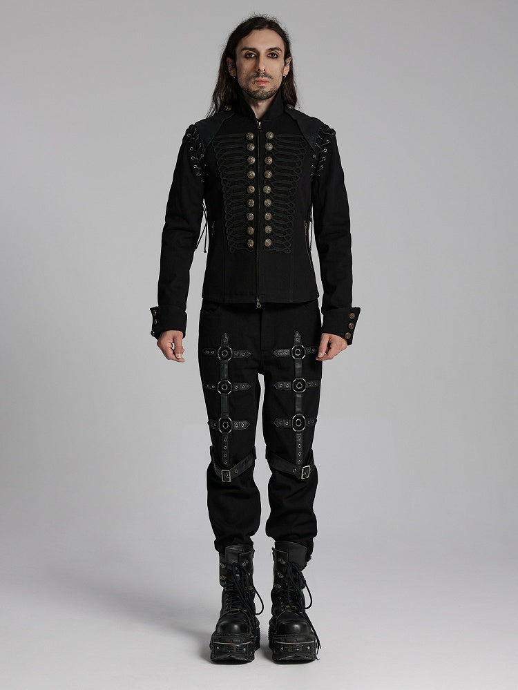 Black Men's Military Coat Vest