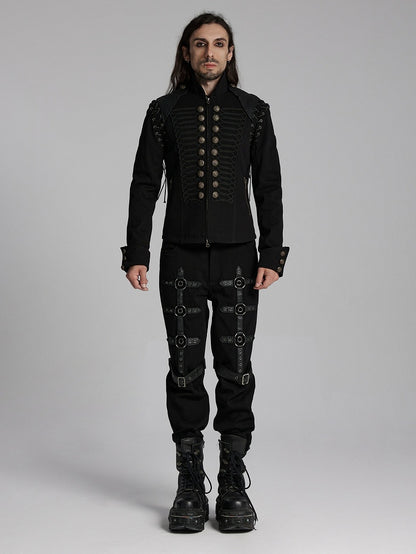 Black Men's Military Coat Vest