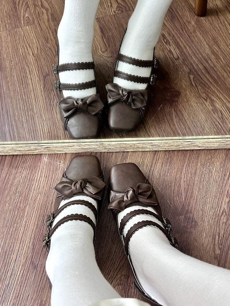 Sweet Top Brown Shoes Lolita at Bow