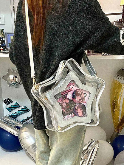 取り外し可能なシルバーチャーム付き星型痛バッグバッジPUセット