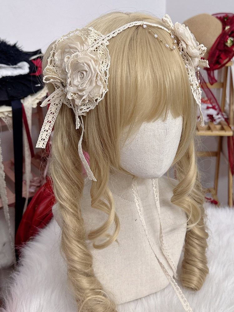 Rose Lace Bow Trim Hairclip 6 Color Floral Options