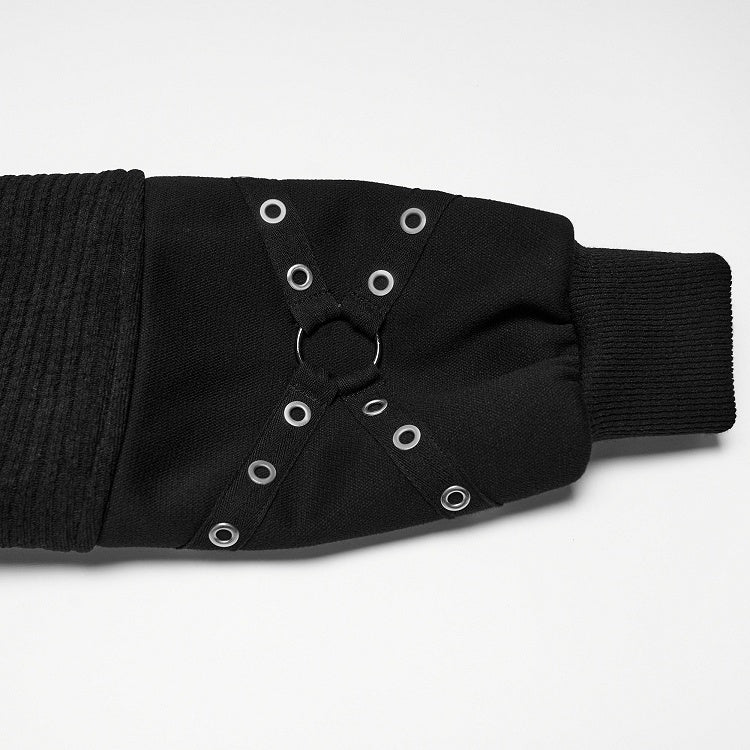 Men's Black Etched Webbing Street Jacket - Punk Rave