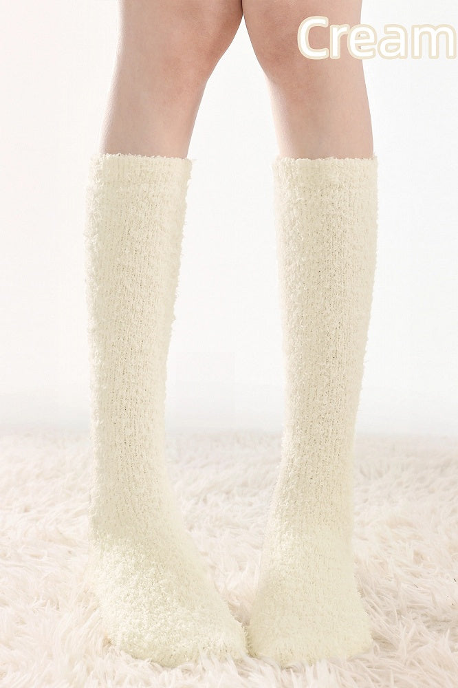 Calf 6-Color Fuzzy Socks Solid