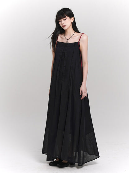 Rot/Schwarzes, knöchellanges, lockeres Unterkleid