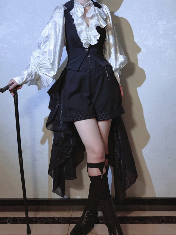 Lolita Boned Waist Corset Shorts Black Ouji High Belt Prince