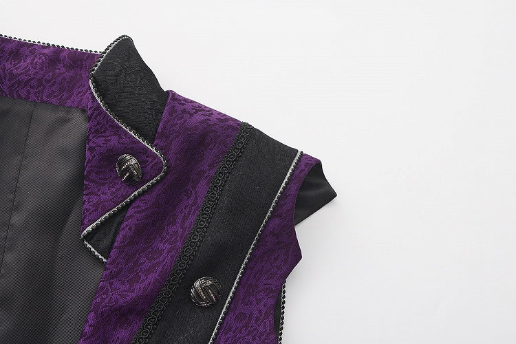 Style Elegant Prince Waistcoat Lolita Tailcoat Ouji Purple Charms Cross with