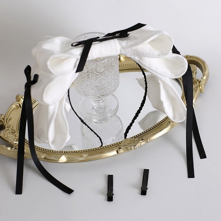 Maid Lolita BlackWhite Bowknot KC