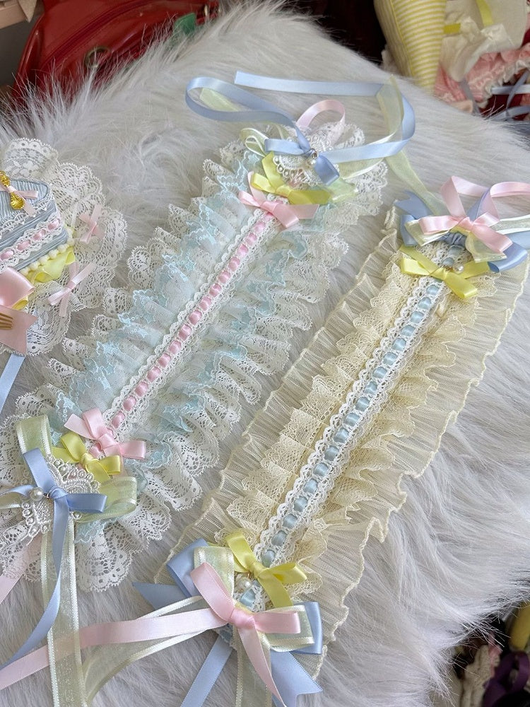 with Candy Lolita and Hairband Bead Lace Bow Accents Sweet Pastel