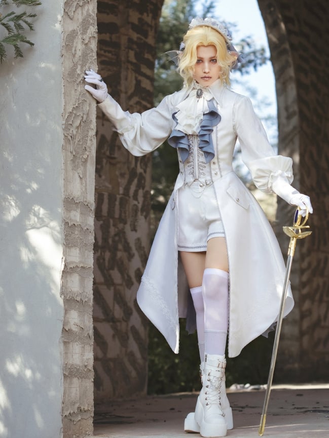 Bishop Pleating Shirt White Lolita Details Sleeves