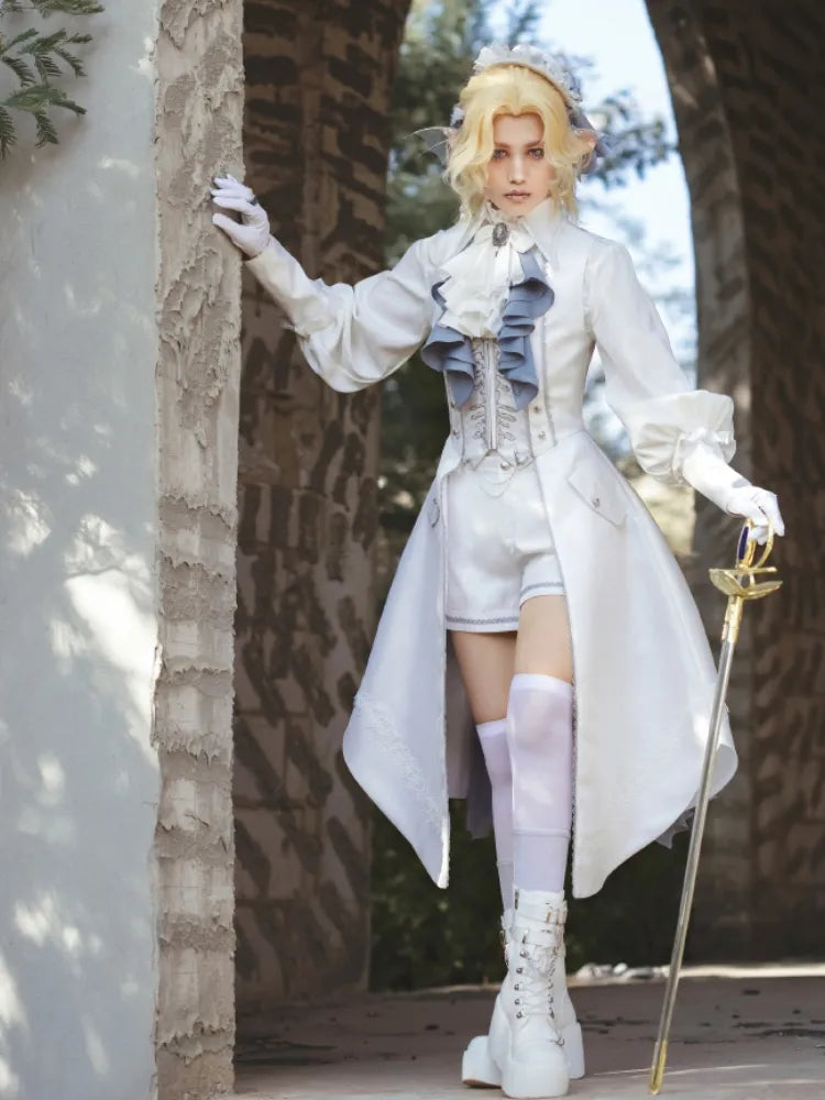 Sleeves Details Pleating Bishop White Shirt Lolita