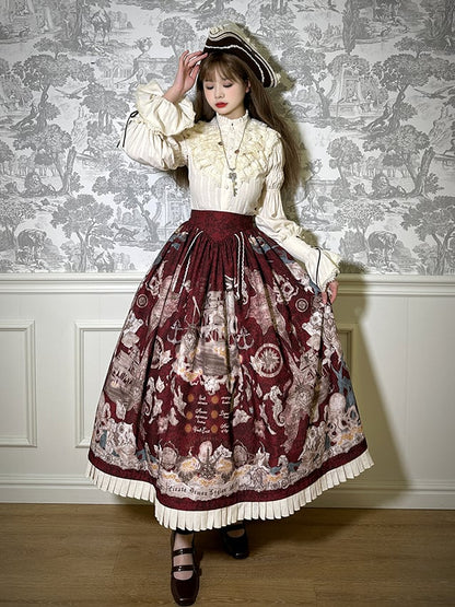 Rock Pirat Gürtel Korsett Print Lolita Rot Taille Schiff