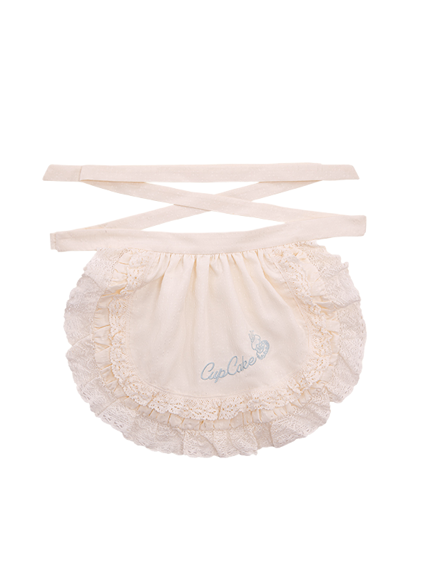 Tablier Cupcake rose / Broderie Lolita marron bleu