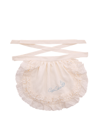 Tablier Cupcake rose / Broderie Lolita marron bleu