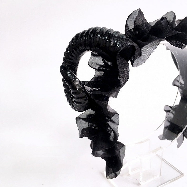 Ruffled KC Black with Faux Accents Horn Gothic