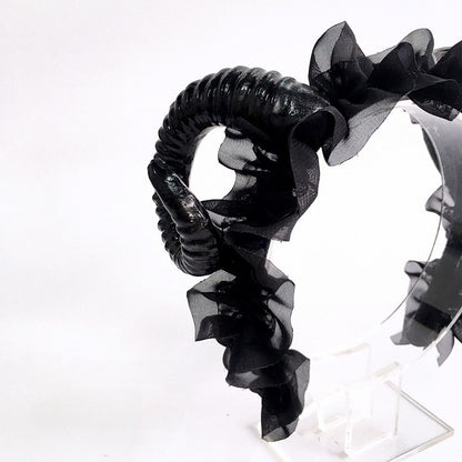 Ruffled KC Black with Faux Accents Horn Gothic