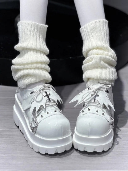 Decor Shoes Polished Closure Punk Hybrid - White Platform Wings