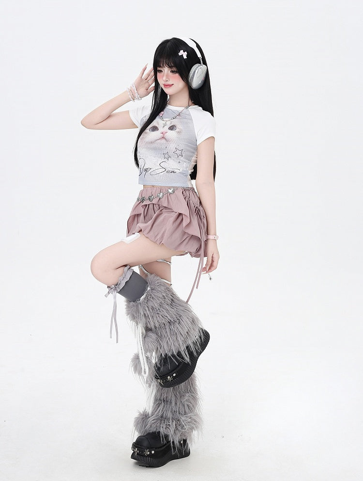 Three Pink Ways Top/Bubble Dusty Skirt Wear