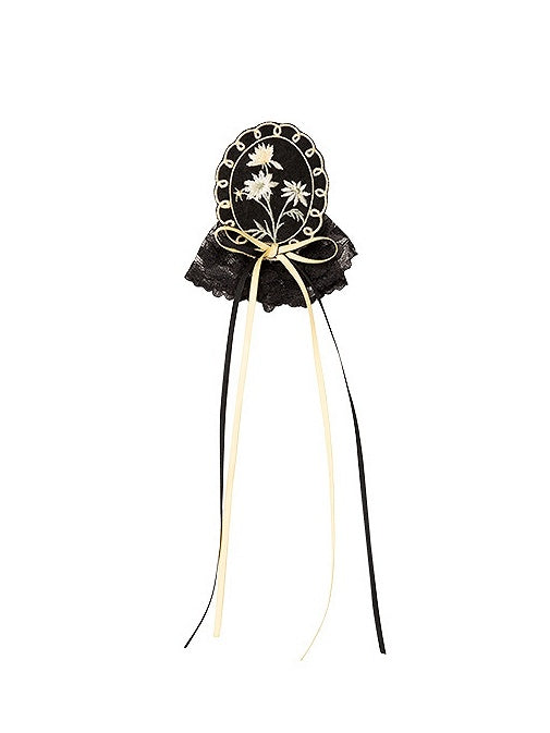 Stickerei Daisy Schwarze Brosche