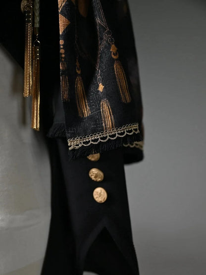 Tailcoat Knight Cape One-shoulder Detachable Black