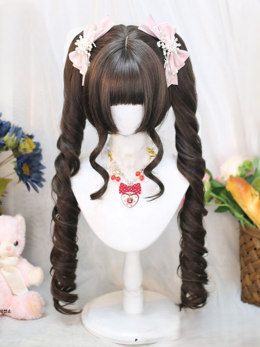 Ponytails Double Wig Dark Brown Bob Curly With Short Cut