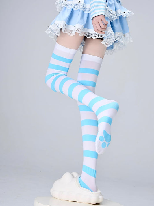 Striped 3 Designed Color Options Overknee Stockings