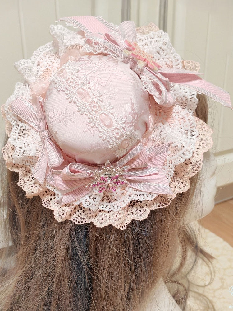Clips Snowflake Hat Mini Bowknot Pink Decorated Lolita With / Blue