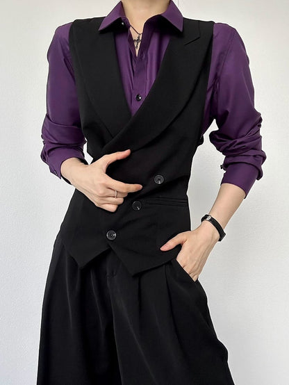 Shirt Pointed Long-Sleeve Button-Front Purple Ouji Lolita with