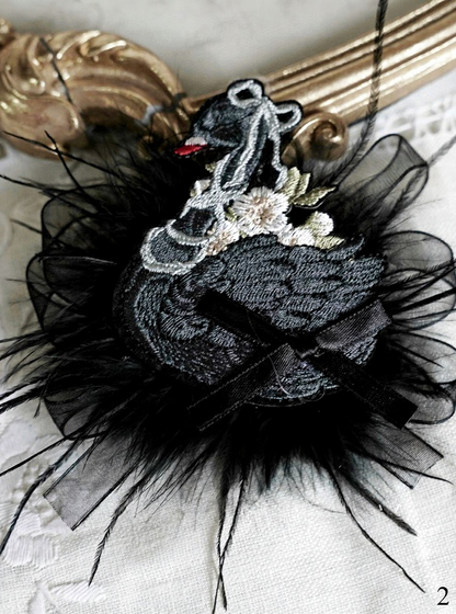 Swan Brooch Feather Decoration 6 – Options Color with Embroidery