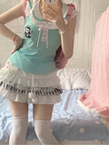Collar Backless Embroidery with Panda Top Navycore Sailor Blue