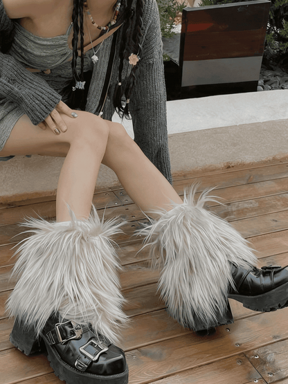 Leg Shaggy Warmers Y2K Light Gray 20CM/30CM/40CM