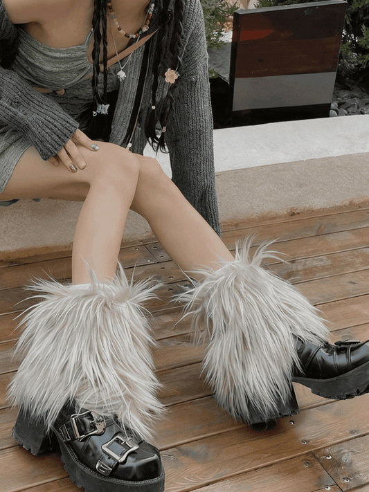 Leg Shaggy Warmers Y2K Light Gray 20CM/30CM/40CM