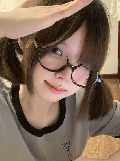 Kawaii Black Round Glasses Frames - Magic Diary