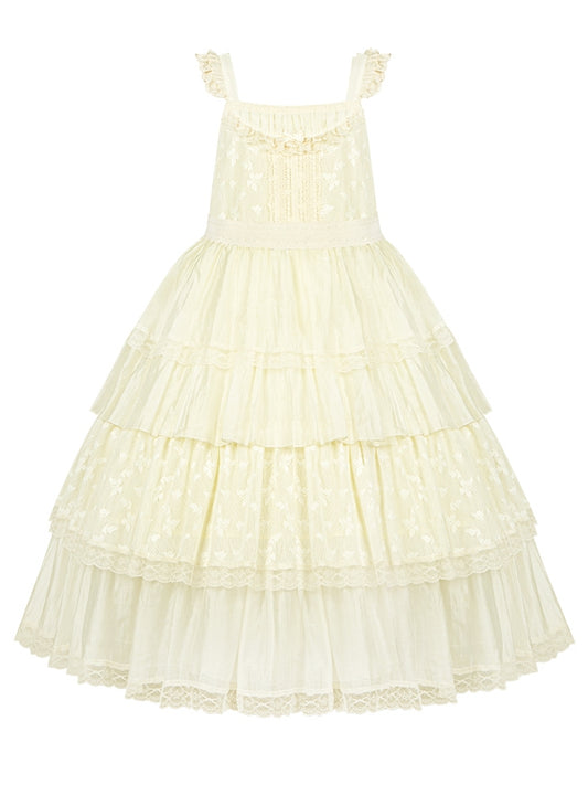 Schmetterlingsrock-Pullover Lolita Elegantes Spitzenkleid mit mehrlagigen Patches