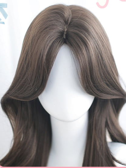 55-60cm Long Brown/Black Wigs Wavy