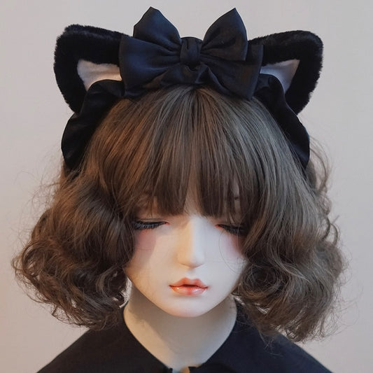 Cat KC Bowknot Ear Details Black