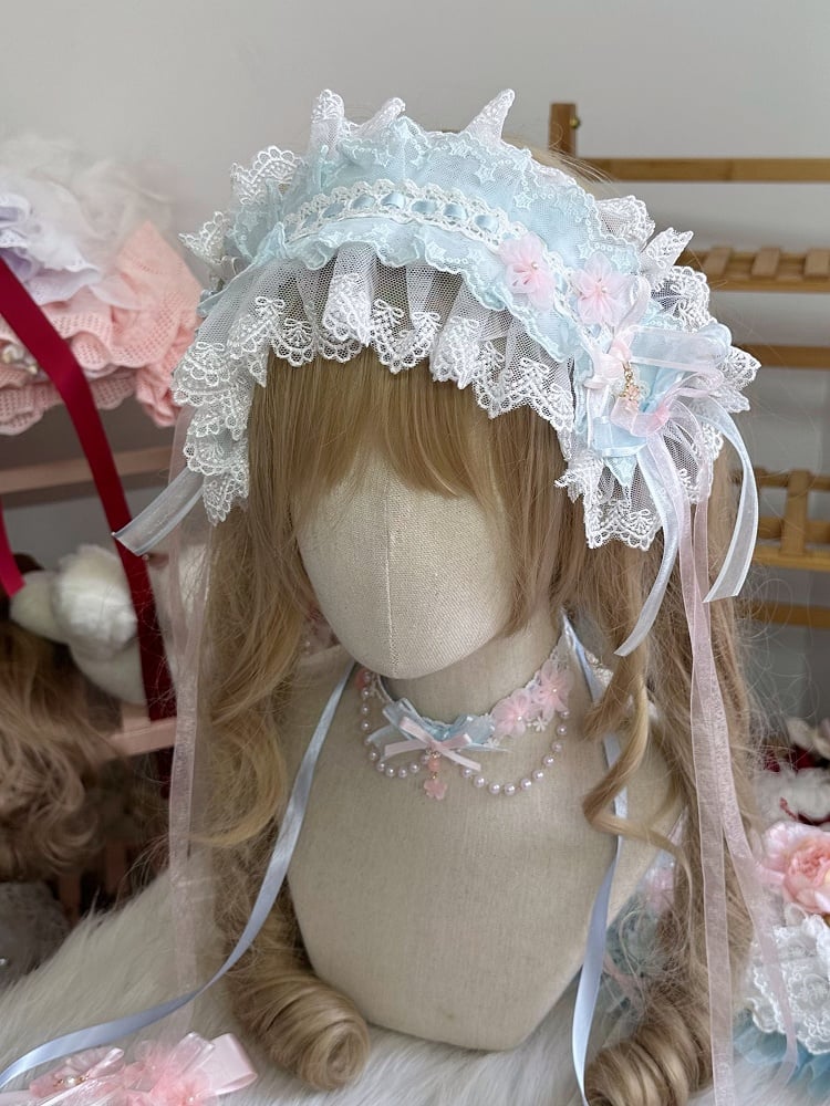 with Blossom Pink Decorations Blue Sweet Cherry Hairband Lolita Ruffled