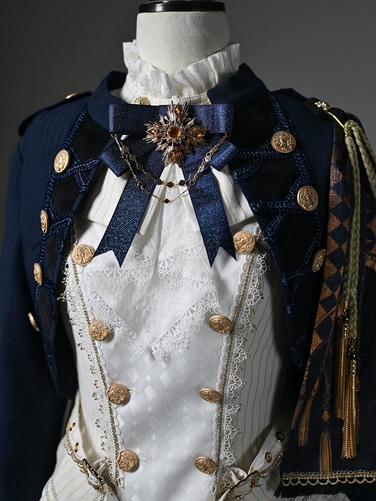 Dark Knight Top Long + Fashion Outfit Ouji - Ärmel Lolita Weiß