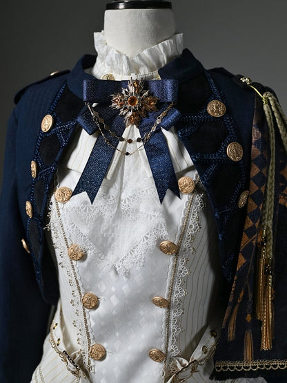 Dark Knight Top Long + Fashion Outfit Ouji - Ärmel Lolita Weiß