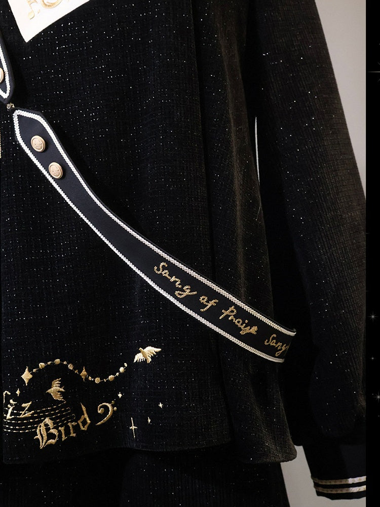 トップミュージック刺繍王子とキラキラ輝くファッションブラックノート付き