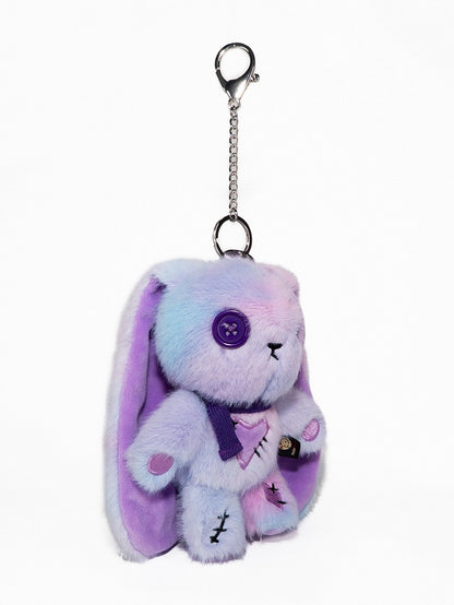 Green/Purple Heart Embroidery Guro - Bunny Kawaii Keychain