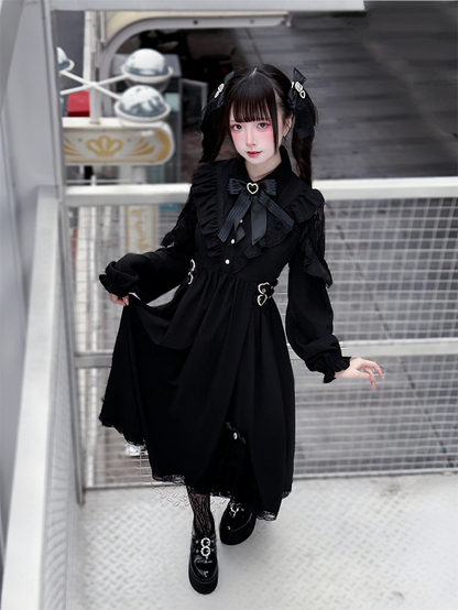 Kei Intricate Waist-Defining Black Clean Cutouts and Elegant Jirai with Dress Lace