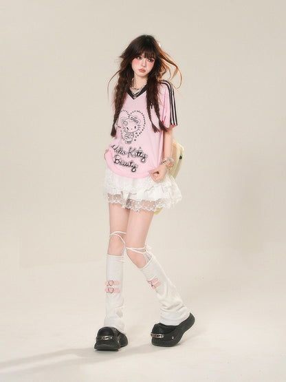 スカート グラマラス ティアード ミニ ウエスト メッシュ ホワイト レーストリム ハイ