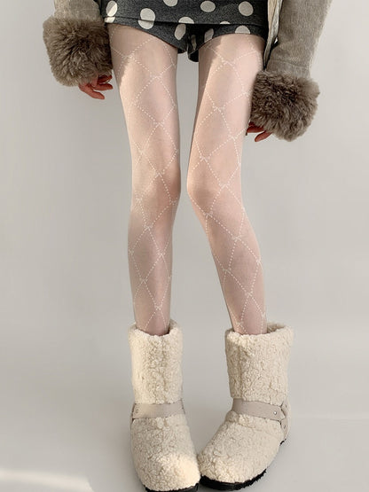 Pattern Diamond Quilted Pantyhose