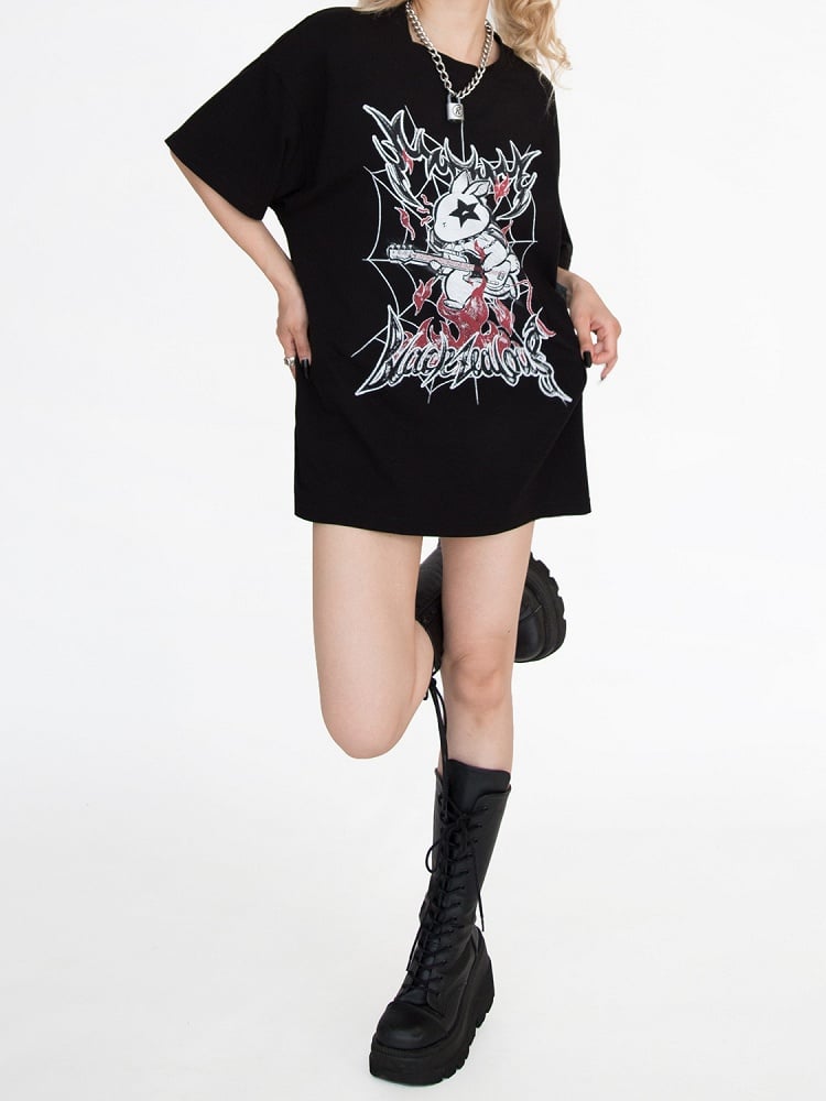 ポップパンク ブラックバニー オーバーサイズ Tシャツ