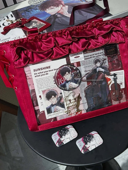 Rot Wein Rüschen Karte Satin Selbst-krawatte Trims Mit Riemen Bogen Halter Tasche Ita