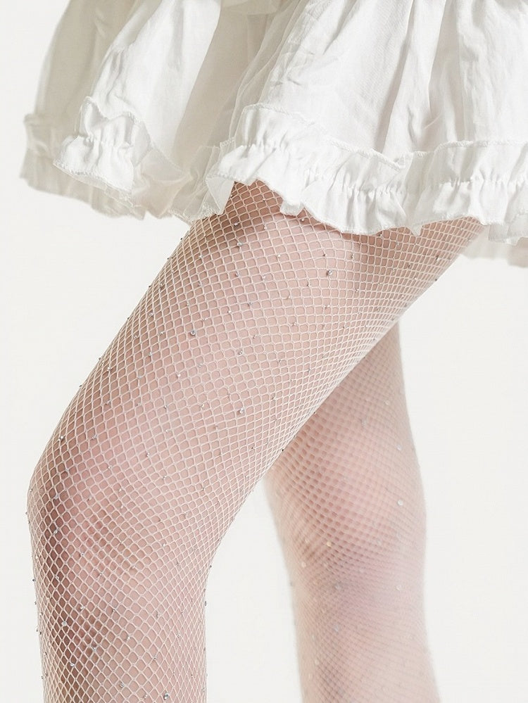 Sheer Fishnet Stockings with Rhinestone Details in 4 Colors - ModaSwings