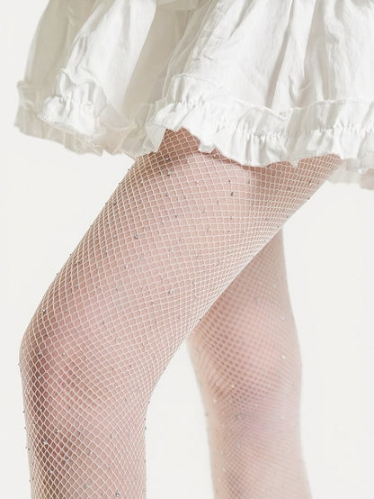 Sheer Fishnet Stockings with Rhinestone Details in 4 Colors - ModaSwings