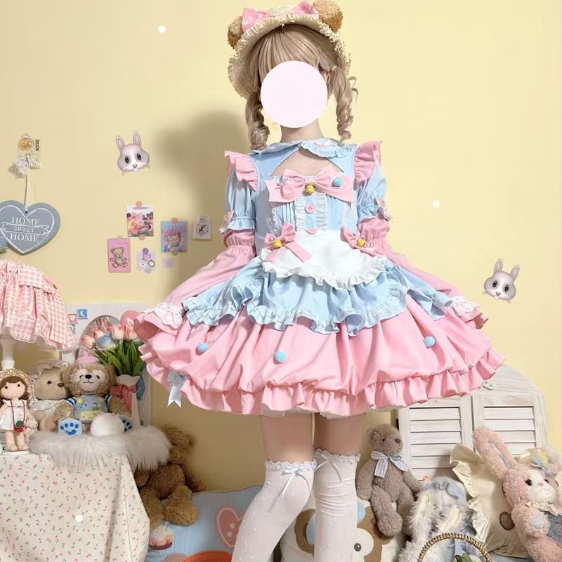 Oath Maid Purple Bubble Sleeve Sweet Lolita OP Dress Plus Size