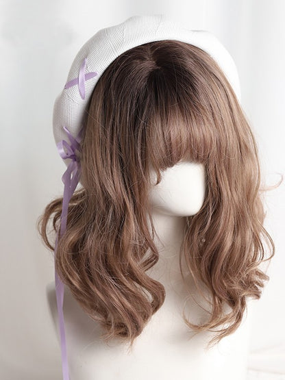 Color Options Thin Lolita 7 Beret Ribbon Lace-up