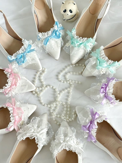 Sweet 3cm Low Heel Pointed Toe Shoes with Lace - A Sky Rabbit